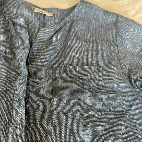 Faherty 100% Linen Short Sleeve Button Down Women's Blouse - Size Large - Picture 7 of 9